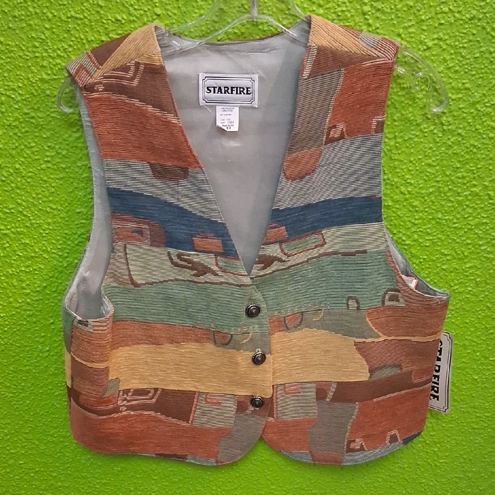 Starfire Multicolor Patterned Vest NWT - image 1